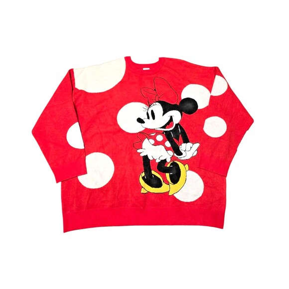 NWT DISNEY Minnie Mouse Pullover Knit Sweater Red White Polka Dot Plus Sz 2x - Picture 1 of 8